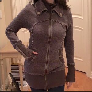 Free People Chocolate Zip-Up Jacket